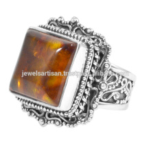 Beautiful Amber Gemstone With 925 Sterling Silver Wedding & Anniversary Ring Jewellery